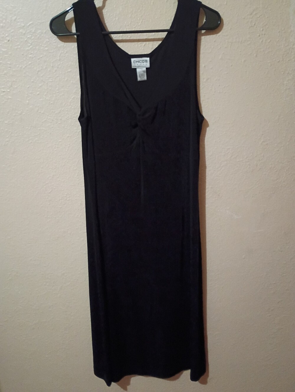 Chico's Travelers Size Large Black Sleeveless Knot-Front Dress